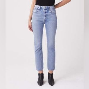 AGOLDE Riley High Rise Straight Crop Jean in Shiver, Size 26